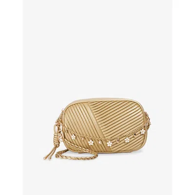 Dune Womens Gold Synthetic Chancery Chain-embellished Faux-leather Camera Bag