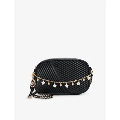 Dune Womens Black Synthetic Chancery Chain-embellished Faux-leather Camera Bag