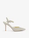 Dune Womens Gold-synthetic Channel Buckle-embellished Woven Heeled Courts In Gold-synthetic