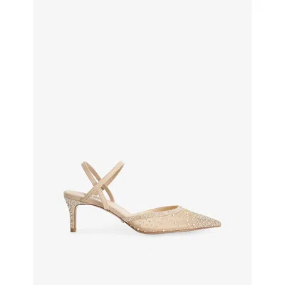 Dune Womens  Charismatic Rhinestone-embellished Mesh Courts In Blush Synthetic