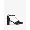 Dune Womens Black Synthetic Reptile Chic T-bar Faux-leather Heeled Courts In Black Synthetic Reptile