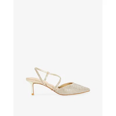 Dune Womens Gold Synthetic Competitives Heeled Woven Sling-backs Eur 39 / 6 Uk In Brown
