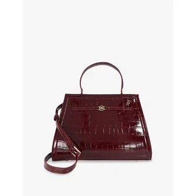 Dune Womens Burgundy Croc Synthetic Dante Large Faux-leather Grab Bag