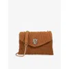 Dune Womens Tan Suede Darling Quilted Suede Cross-body Bag
