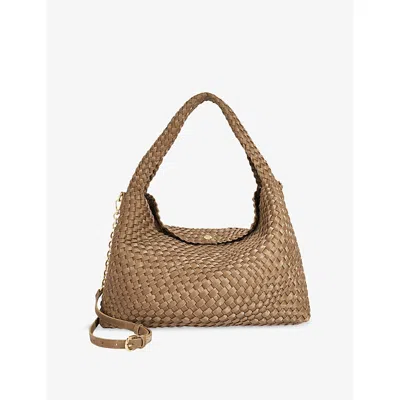 Dune Womens Bronze Synthetic Deliberate Large Woven Faux-leather Shoulder Bag