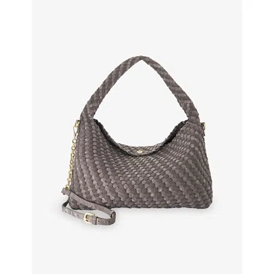 Dune Womens  Deliberate Large Woven Faux-leather Shoulder Bag In Grey Plain Synthetic