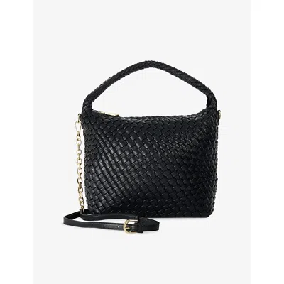 Dune Womens  Deliberate Medium Woven Faux-leather Shoulder Bag In Black Plain Synthetic