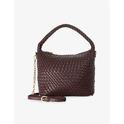 Dune Womens  Deliberate Medium Woven Faux-leather Shoulder Bag In Burgundy/plain/ Syntheti