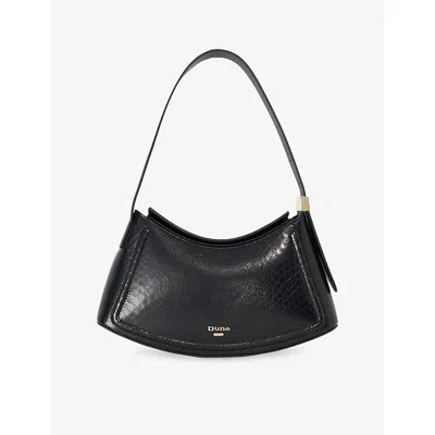 Dune Womens  Dependent Structural Leather Shoulder Bag In Black Black Leather