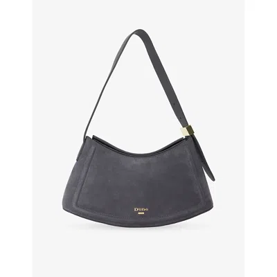 Dune Womens  Dependent Structural Suede Shoulder Bag In Grey Suede