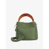 Dune Womens Green Leather Dharla Moulded-handle Leather Handbag In Green