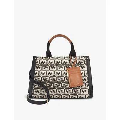 Dune Womens Dialect Branded Fabric Tote Bag Black White Fabric