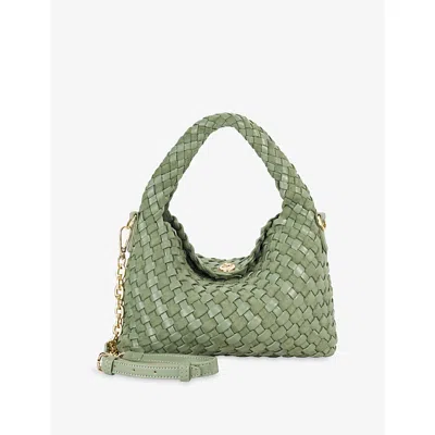 Dune Womens Sage Synthetic Dinkydeliberate Mini Woven Faux-leather Cross-body Bag
