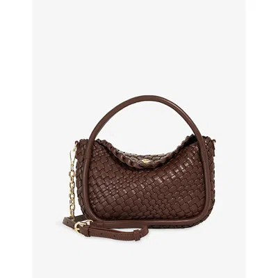 Dune Womens Chocolate Synthetic Dinkydeliberate Mini Woven Faux-leather Grab Bag