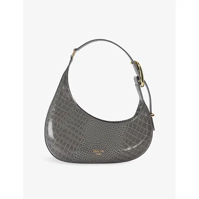 Dune Womens  Disarming Mock-croc Leather Shoulder Bag In Grey Croc Print Leather