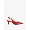 Dune Womens Red Leather Distinctive Heeled Leather Sling-backs Eur 38/5 Uk In Red