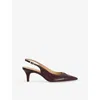 Dune Womens Burgundy Leather Distinctive Heeled Leather Slingbacks Eur 38/5 Uk In Burgundy