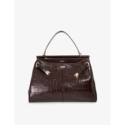 Dune Womens Brown Croc Print Leather Dynamic Large Leather Tote Bag