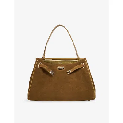 Dune Womens Khaki Suede Dynamic Medium Suede Shoulder Bag In Brown