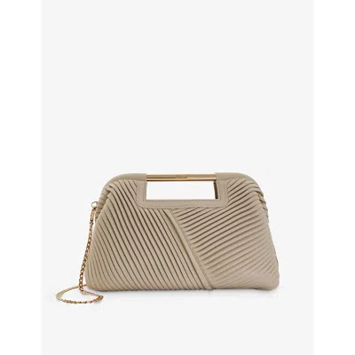 Dune Ebec Logo-engraved Pleated Faux-leather Bag In Ecru-synthetic