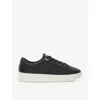 Dune Womens Black Leather Egent Quilted Platform-sole Lace-up Leather Trainers In Black Leather