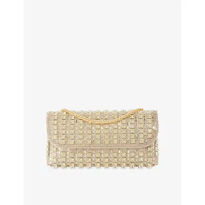 Dune Womens  Elabourate Crystal-embellished Clutch Bag In Gold Fabric