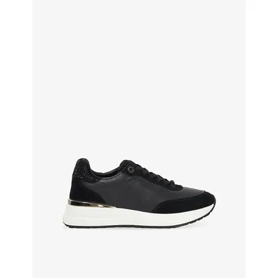 Dune Womens Black Plain Leather Emotion Woven Low-top Trainers Eur 40 / 7 Uk