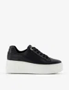 Dune Womens Black-rept Print Leather Episode Leather Flatform Low-top Trainers In Black