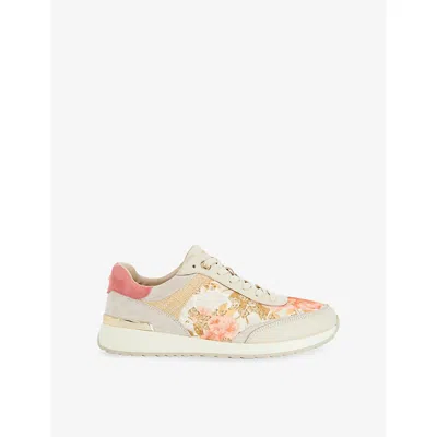 Dune Womens Blush Leather Esmara Floral Leather And Mesh Trainers Eur 37 / 4 Uk In Multi