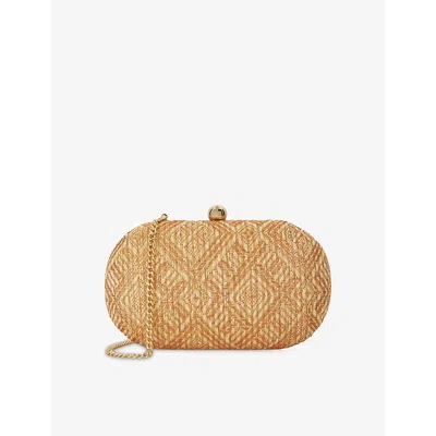 Dune Womens Bronze Metallic Extra Oval Woven Raffia Clutch Bag