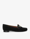 Dune Womens Black-suede Glenniee Snaffle-embellished Suede Loafers In Black