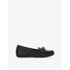 Dune Womens Black Leather Grovers Bow-embellished Leather Loafers In Black Leather
