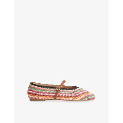 Dune Womens Multi Synthetic Haloha Raffia Mary-jane Flats Eur 37 / 4 Uk