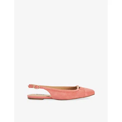 Dune Womens Pink Suede Hanna Suede Slingback Flats Eur 39 / 6 Uk