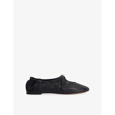Dune Womens  Havella Leather Ballet Flats In Black Leather