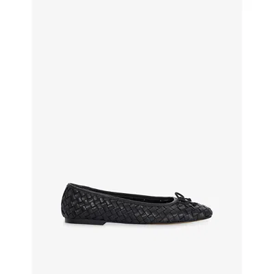 Dune Womens  Heat Woven Leather Ballet Flats In Black