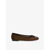 Dune Womens Highest Suede Ballet Flats Dark Tan Suede Eur 37 / 4 Uk In Brown