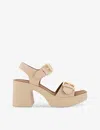 Dune Womens Blush-leather Jenies Two-buckle Leather Platform Sandals In Blush-leather
