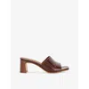 Dune Womens Brown Patent Jules Patent-leather Heeled Sandals Eur 37 / 4 Uk
