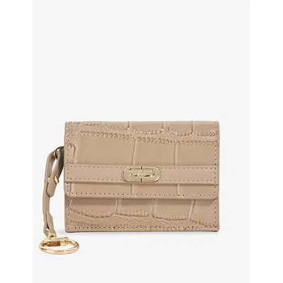 Dune Womens Grey Croc Print Leather Kimble Reptile-effect Leather Card Holder