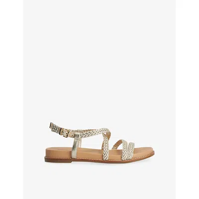 Dune Womens Gold Synthetic Laite Braided Metallic Woven Flat Sandals Eur 36 / 3 Uk