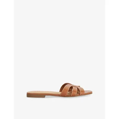 Dune Womens Tan Leather Larissa Leather Sliders Eur 41 / 8 Uk In Brown
