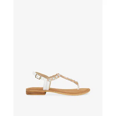Dune Womens Ecru Leather Larvo Leather Sandals Eur 39 / 6 Uk