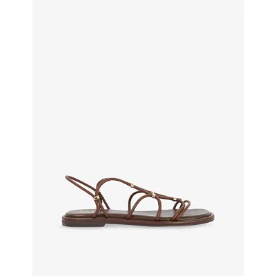 Dune Womens  Leola Flat Leather Sandals In Brown