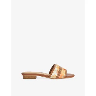 Dune Womens Orange Raffia Leti Floral Raffia Slides Eur 39 / 6 Uk In Brown