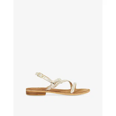 Dune Womens Gold Leather Liller Leather Sandals Eur 38/5 Uk