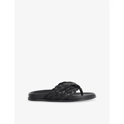Dune Womens Black Leather Mix Lindie Woven-strap Flat Leather Sandals Eur 39 / 6 Uk In Multi