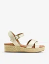 Dune Womens Gold-leather Linnie Metallic Woven Flatform Sandals In Monochrome