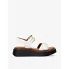 Dune Womens White-leather Loells Faux-leather Flatform Sandals In White-leather