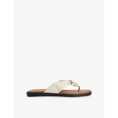 Dune Womens Ecru Leather Looks Leather Sandals Eur 39 / 6 Uk In White
